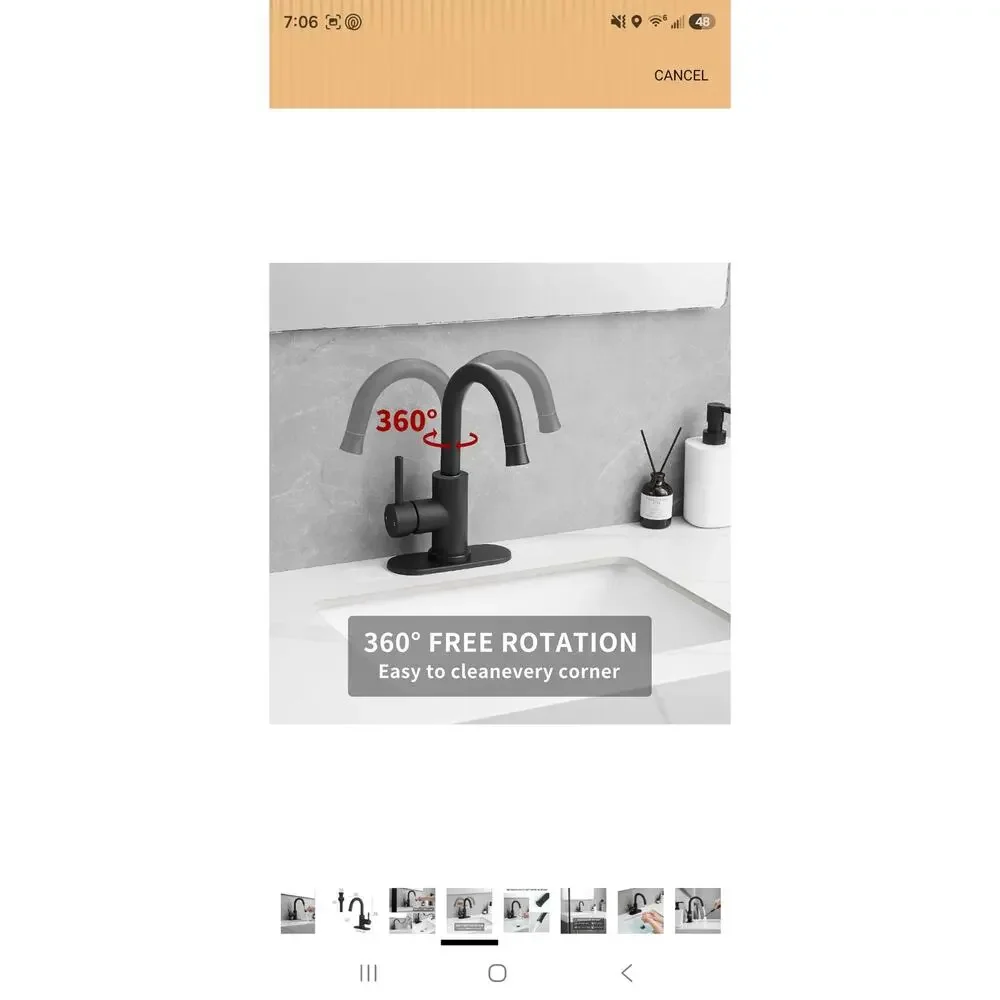 Black Sink Faucet Pull-Out Sprayer Pop-Up Drain 360° Swivel Deck Plate, New/OB